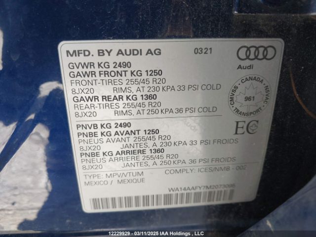 WA14AAFY7M2073096 2021 AUDI
