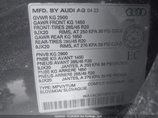 WA1ACBF73PD020738 2023 AUDI
