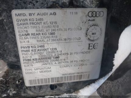 WA1ANAFY8K2029532 2019 AUDI