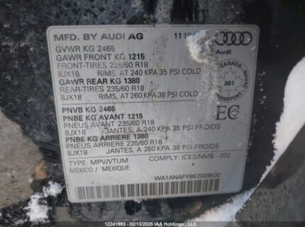 WA1ANAFY8K2029532 2019 AUDI