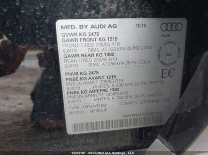 WA1BNAFY2L2031654 2020 AUDI