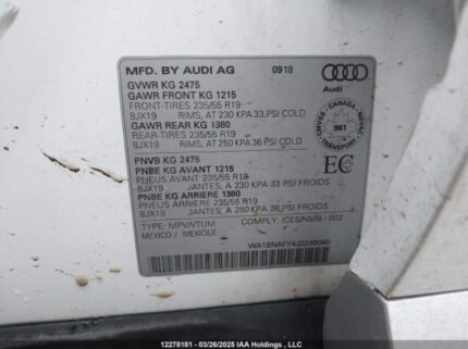 WA1BNAFY4J2246045 2018 AUDI