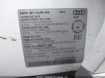 WA1BNAFY4J2246045 2018 AUDI