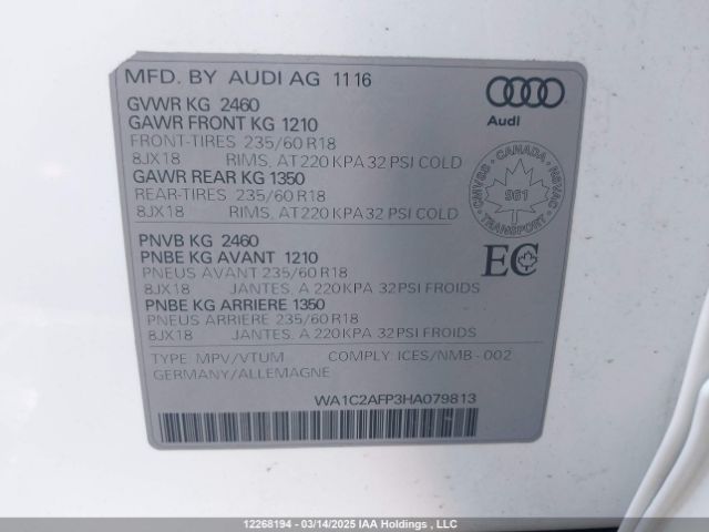 WA1C2AFP3HA079813 2017 AUDI