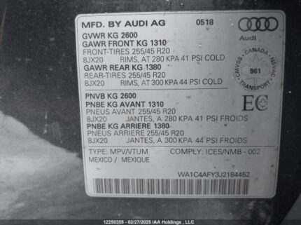 WA1C4AFY3J2184452 2018 AUDI