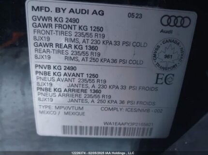 WA1EAAFY3P2155821 2023 AUDI
