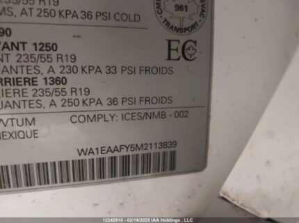 WA1EAAFY5M2113839 2021 AUDI