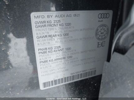 WA1EECF38M1136333 2021 AUDI