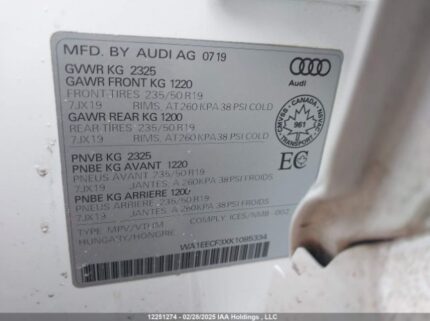 WA1EECF3XK1085334 2019 AUDI
