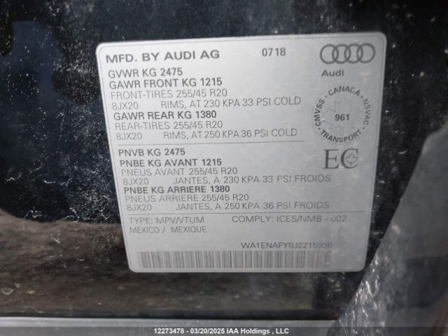 WA1ENAFY9J2215936 2018 AUDI