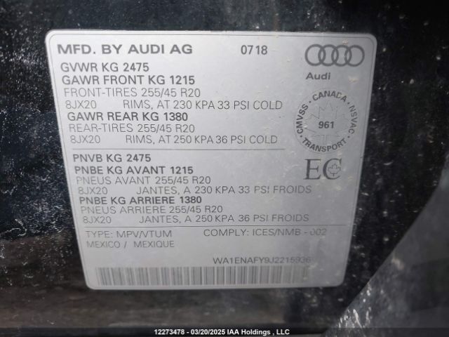 WA1ENAFY9J2215936 2018 AUDI