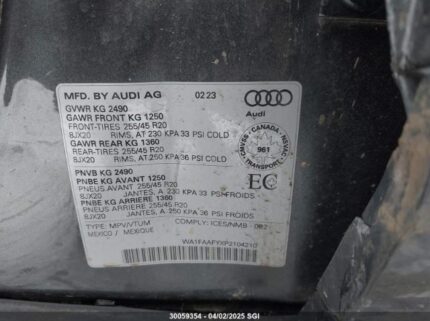 WA1FAAFYXP2104210 2023 AUDI