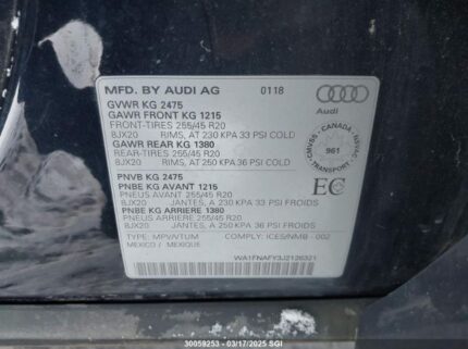 WA1FNAFY3J2126321 2018 AUDI