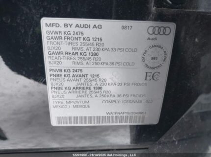 WA1FNAFY8J2049851 2018 AUDI