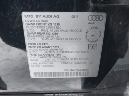 WA1FNAFY8J2049851 2018 AUDI