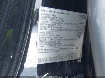 WA1FVAF13KD028107 2019 AUDI