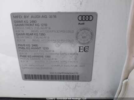 WA1L2AFP0HA004275 2017 AUDI