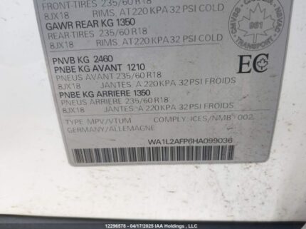 WA1L2AFP6HA099036 2017 AUDI