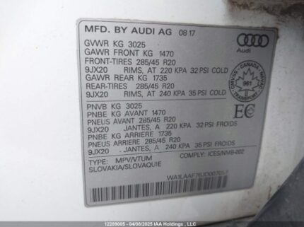 WA1LAAF76JD007057 2018 AUDI
