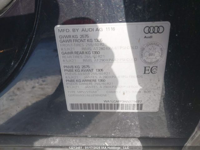 WA1LCAFP3HA079677 2017 AUDI