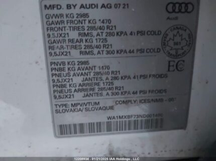 WA1MXBF73ND001490 2022 AUDI