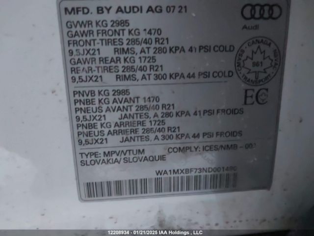 WA1MXBF73ND001490 2022 AUDI