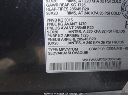 WA1WAAF7XKD007948 2019 AUDI