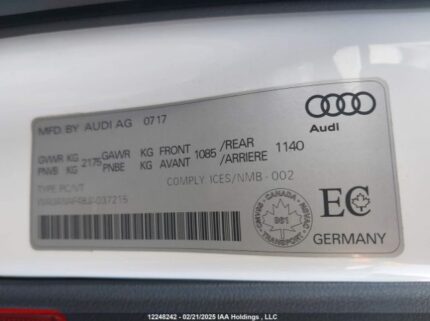 WAUANAF48JA037215 2018 AUDI