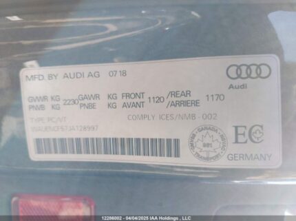 WAUENCF57JA128997 2018 AUDI