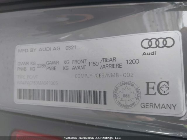 WAUFACF53MA041005 2021 AUDI
