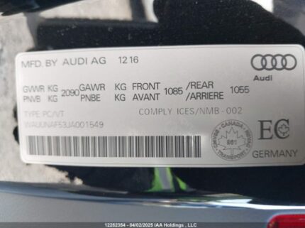 WAUUNAF53JA001549 2018 AUDI
