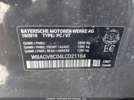 WBAGV8C04LCD21164 2020 BMW
