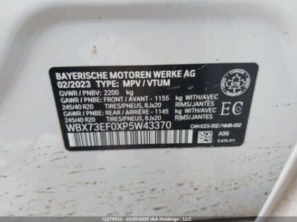 WBX73EF0XP5W43370 2023 BMW