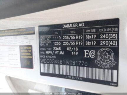 WDC0G4KB1JV081770 2018 MERCEDES-BENZ