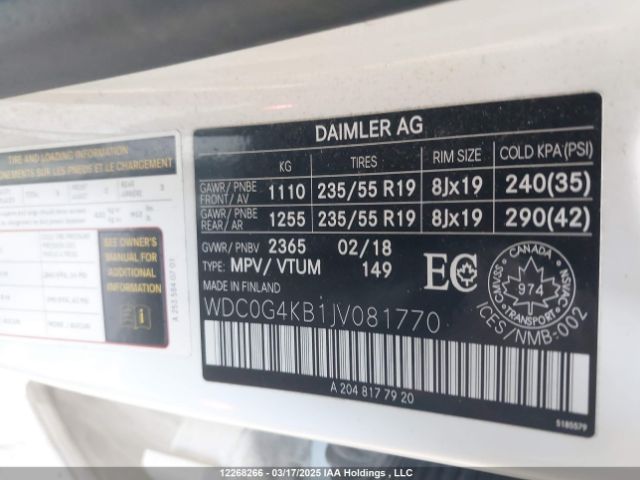 WDC0G4KB1JV081770 2018 MERCEDES-BENZ