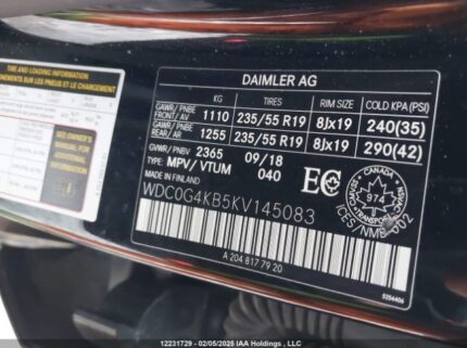 WDC0G4KB5KV145083 2019 MERCEDES-BENZ