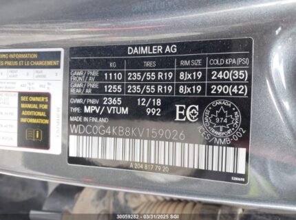 WDC0G4KB8KV159026 2019 MERCEDES-BENZ