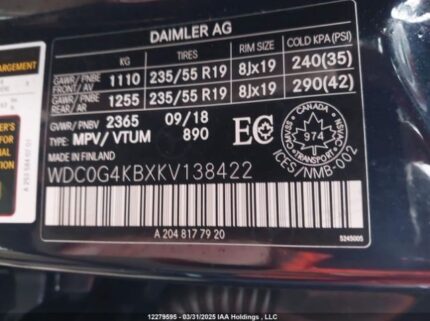 WDC0G4KBXKV138422 2019 MERCEDES-BENZ