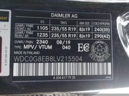 WDC0G8EB8LV215504 2020 MERCEDES-BENZ