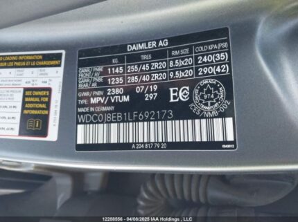 WDC0J8EB1LF692173 2020 MERCEDES-BENZ