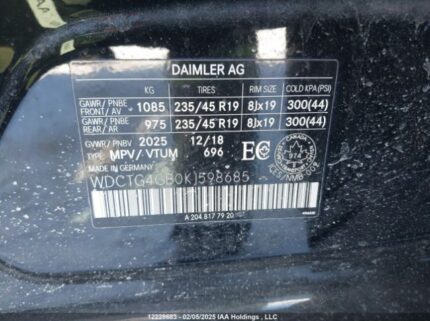 WDCTG4GB0KJ598685 2019 MERCEDES-BENZ
