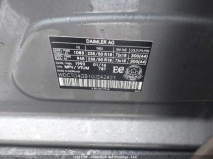 WDCTG4GB1GJ242821 2016 MERCEDES-BENZ