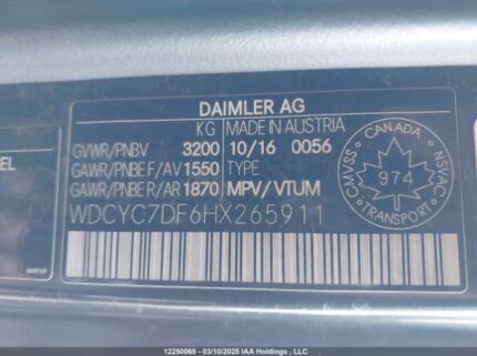 WDCYC7DF6HX265911 2017 MERCEDES-BENZ