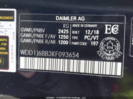 WDD1J6BB3KF093654 2019 MERCEDES-BENZ