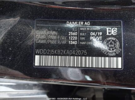 WDD2J5KB2KA042075 2019 MERCEDES-BENZ