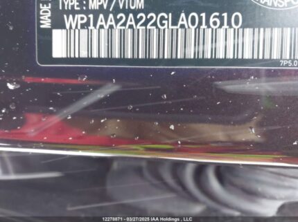 WP1AA2A22GLA01610 2016 PORSCHE