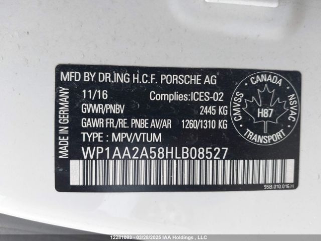 WP1AA2A58HLB08527 2017 PORSCHE