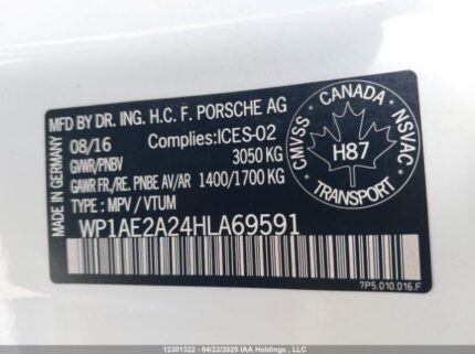 WP1AE2A24HLA69591 2017 PORSCHE