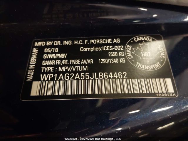 WP1AG2A55JLB64462 2018 PORSCHE