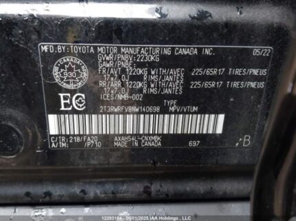 2T3RWRFV8NW140698 2022 TOYOTA